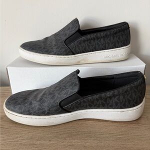 Michael Kors Black/Charcoal MK Monogram Slip-On Loafers